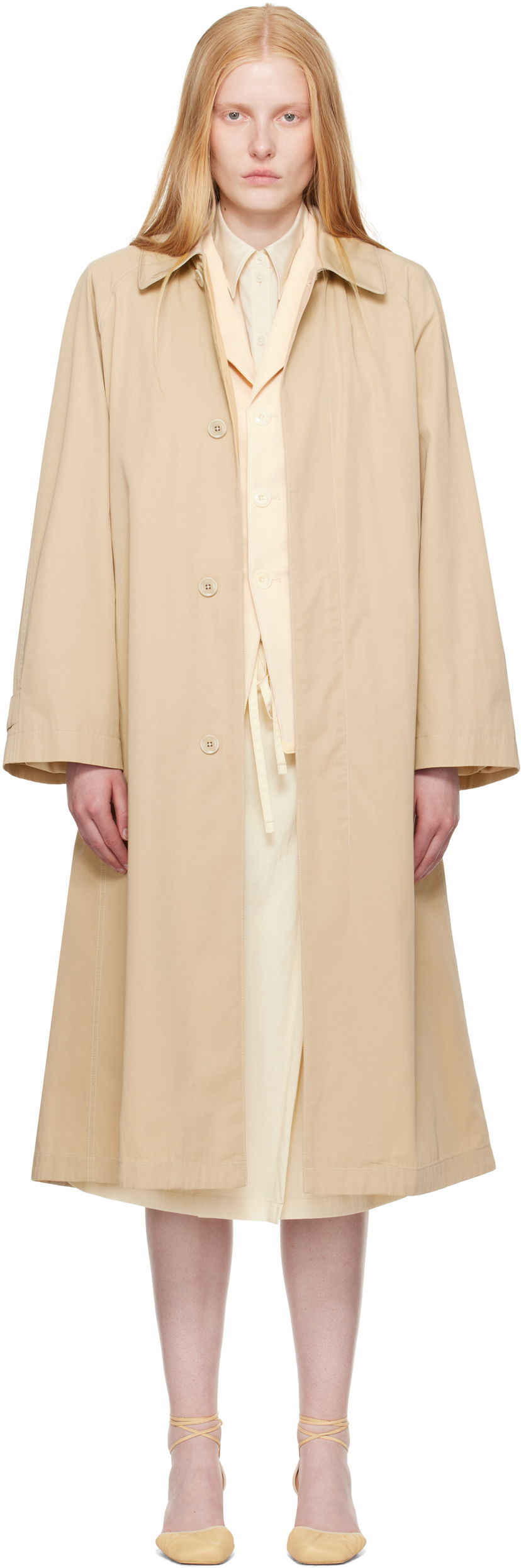Kaputi LEMAIRE LEMAIRE Cotton Twill Overcoat Bež | CO1104 LF1352
