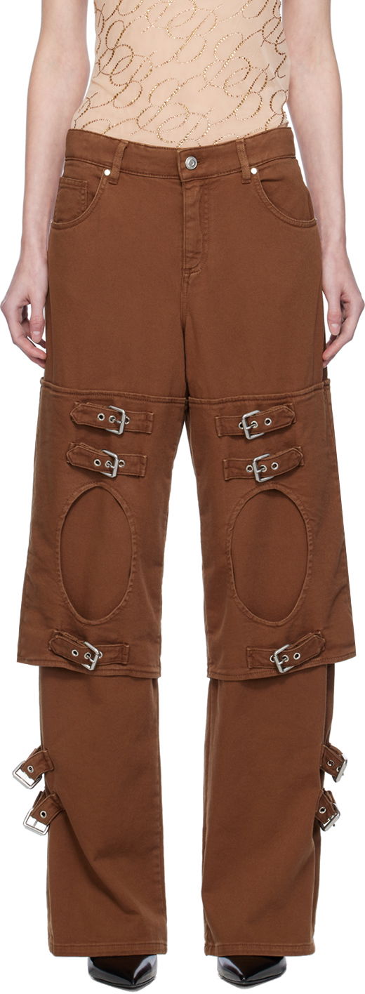 Cargo hlače Blumarine Blumarine Boyfriend Cutout Buckle Jeans Smeđa | A344J046A