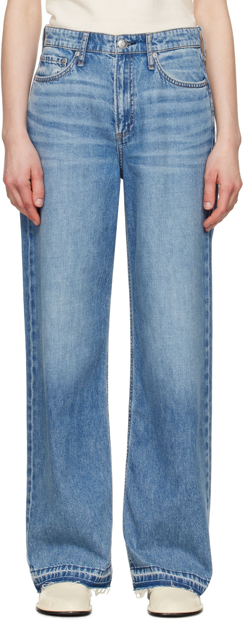 Jeans rag & bone Rag & Bone Featherweight Logan Wide-Leg Jeans Plava | WDD24H2935FWOR