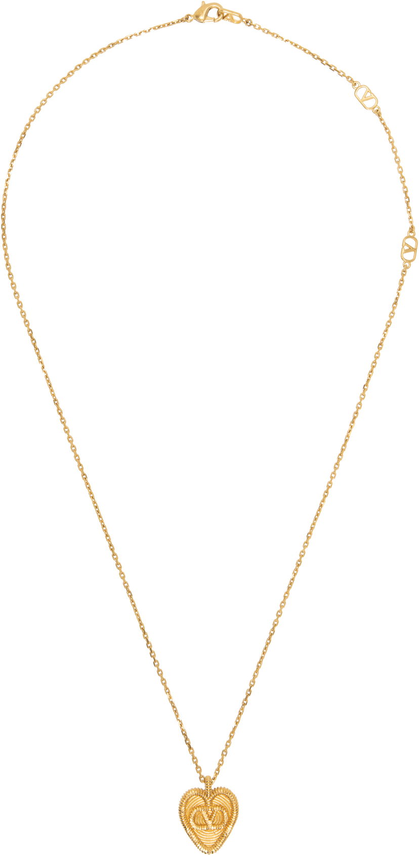 Ogrlica Valentino Valentino Garavani Fil Perdu Gold-Tone Heart Pendant Necklace Žuta | 6W0J0Z56MET