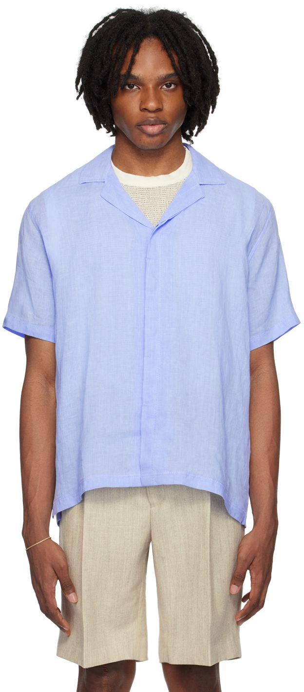 Košulja Orlebar Brown Linen Resort Shirt Plava | 279118