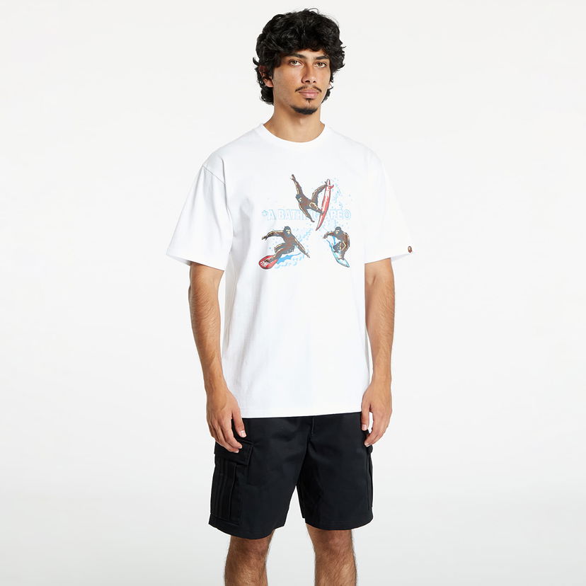 Majica kratkih rukava BAPE A BATHING APE Surfing Apes Tee White Bijela | 001TEK701002F WHT
