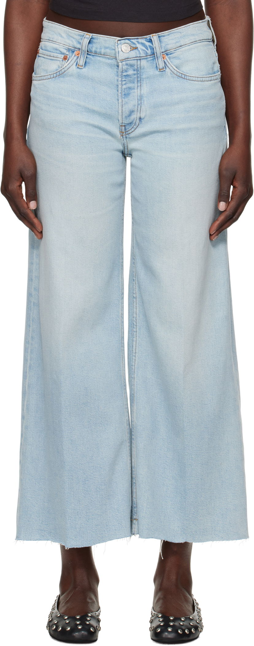 Jeans RE/DONE Re/Done Comfort Stretch Mid Rise Wide Leg Crop Jeans Plava | 190-03WMRWDLC