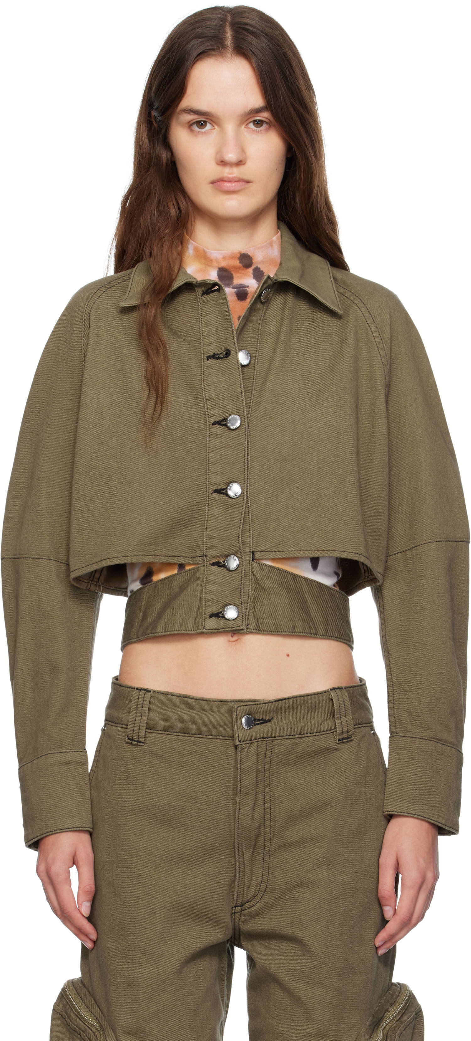 Jakna Eckhaus Latta Eckhaus Latta Ellipse Cropped Denim Jacket Zelena | 1121A-EL-PF25-E -, 0