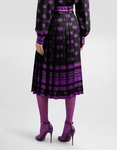 Suknja Dolce & Gabbana Dolce & Gabbana DG Logo Print Long Pleated Skirt Crna | F4C2GTHI1Z7HN9BP, 2