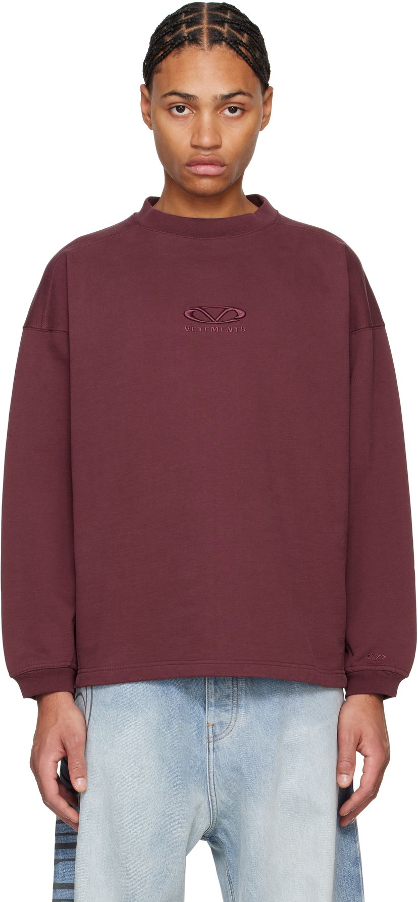 Dukserice VETEMENTS Oval Logo Cropped Boxy Sweatshirt Tamnocrvena | UA66CW600R