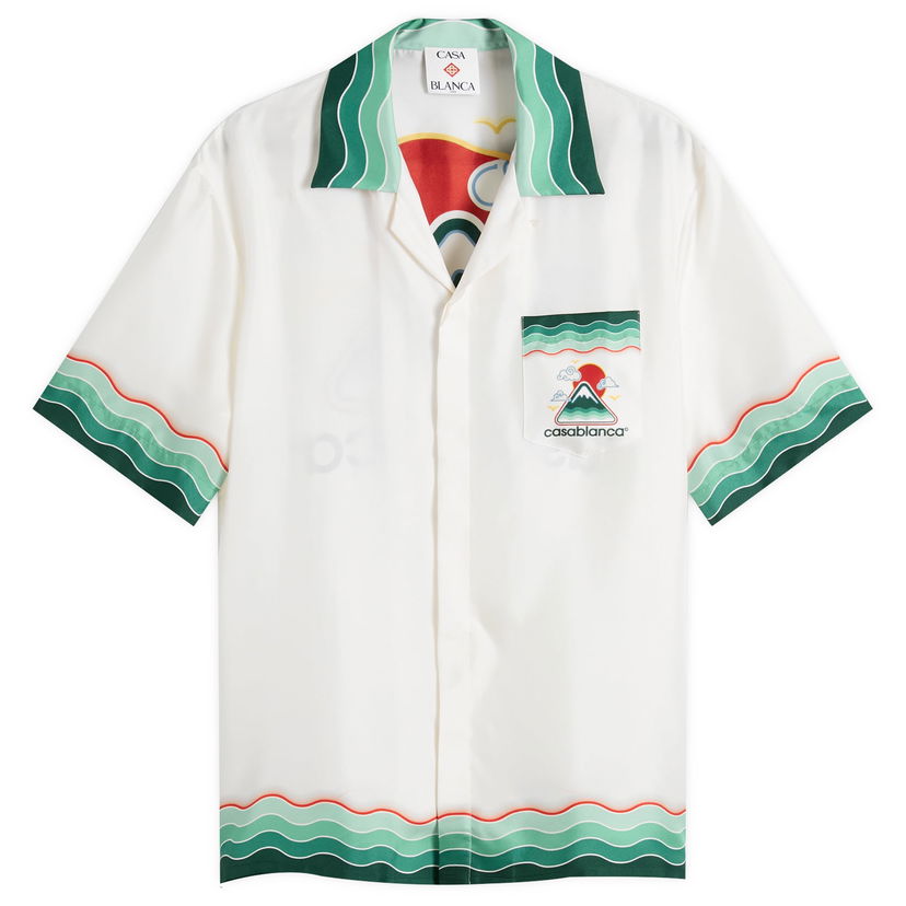 Košulja Casablanca Casablanca Montagne Cuban Collar Silk Twill Shirt, Large Bijela | MPF25-SH-003-05
