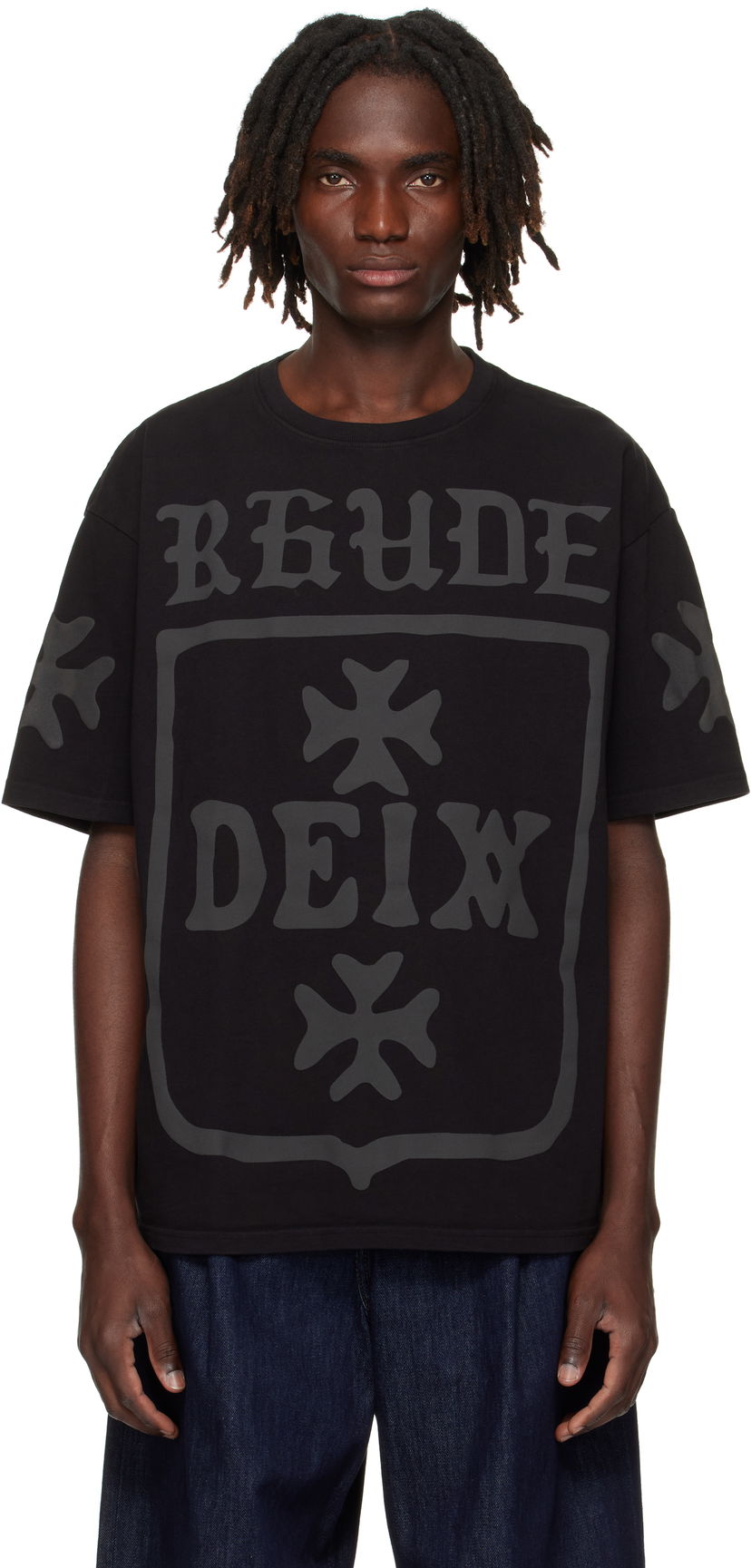 Majica kratkih rukava Rhude Rhude 'Deix' Shield Oversized T-Shirt Crna | RHPF25TT08012