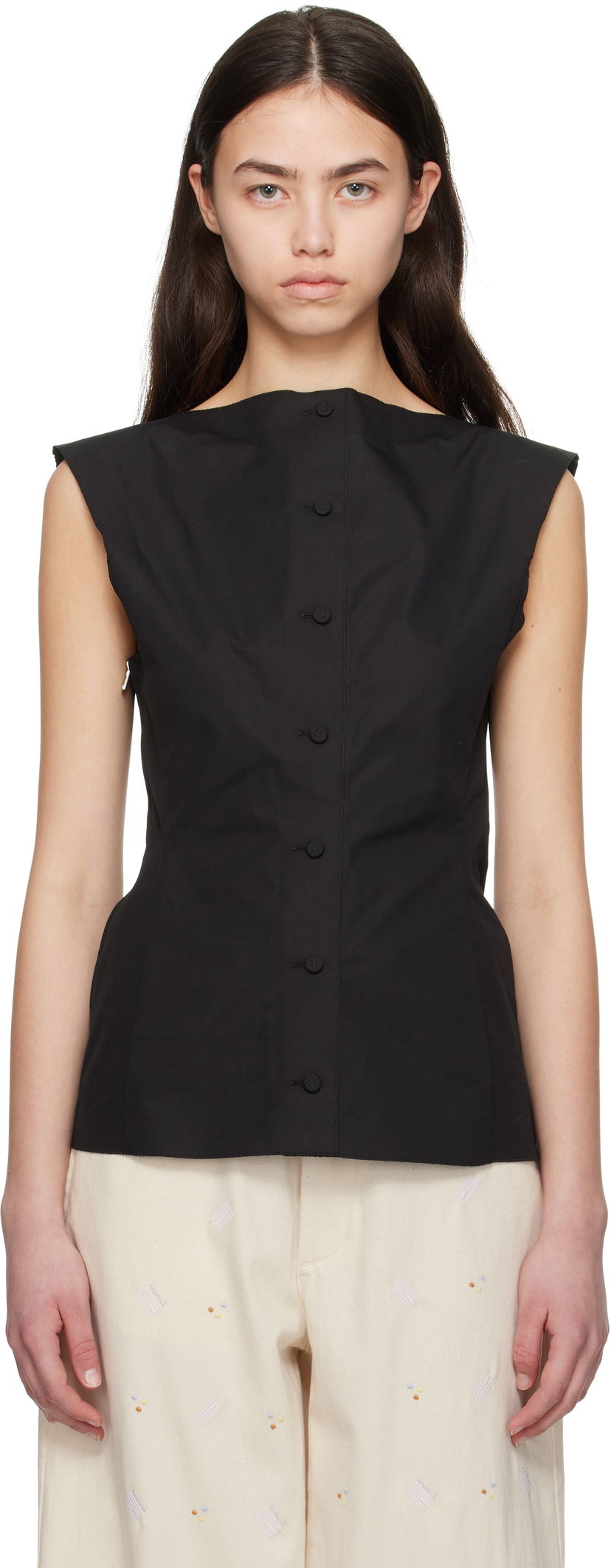 Majica bez rukava Marni Marni Compact Cotton Poplin Top Crna | TTMA0393S0 TCY65