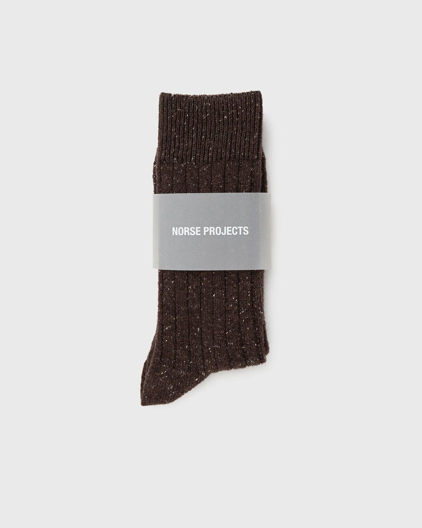 Čarape NORSE PROJECTS Bjarki Neps Wool Rib Sock Smeđa | N82-0008-9024