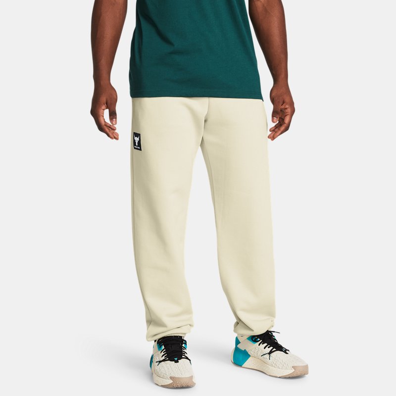 Hlače i traperice Under Armour Project Rock Heavyweight Terry Jogginghose für Herren Silt / Schwarz XXL Bež | 1380105-273