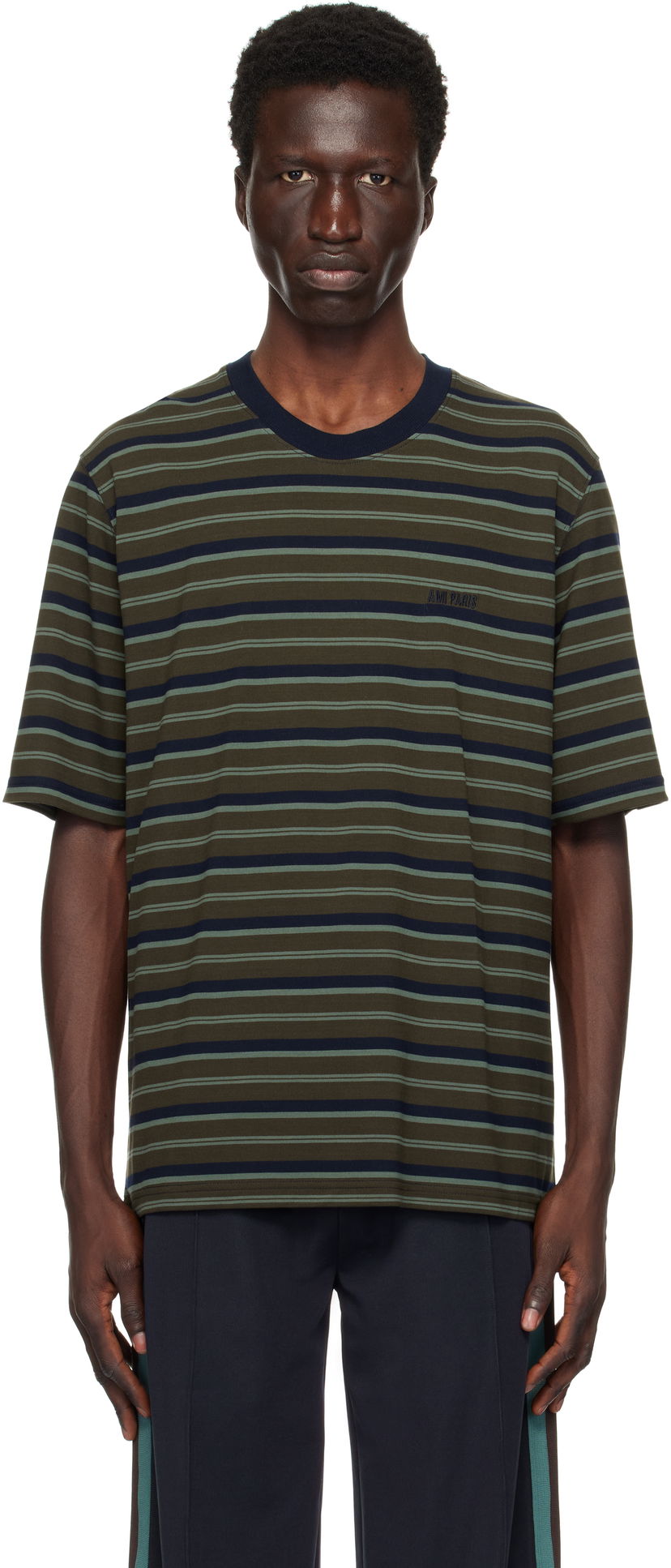 Majica kratkih rukava AMI Striped T-Shirt Crna | HTS039.JE0093