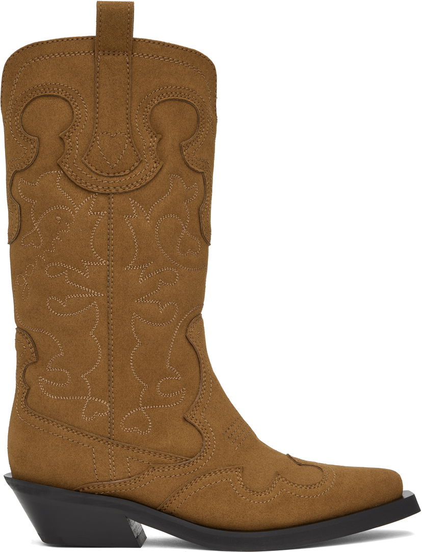 Odjeća GANNI GANNI Mid Shaft Embroidered Western Boots Smeđa | S2742