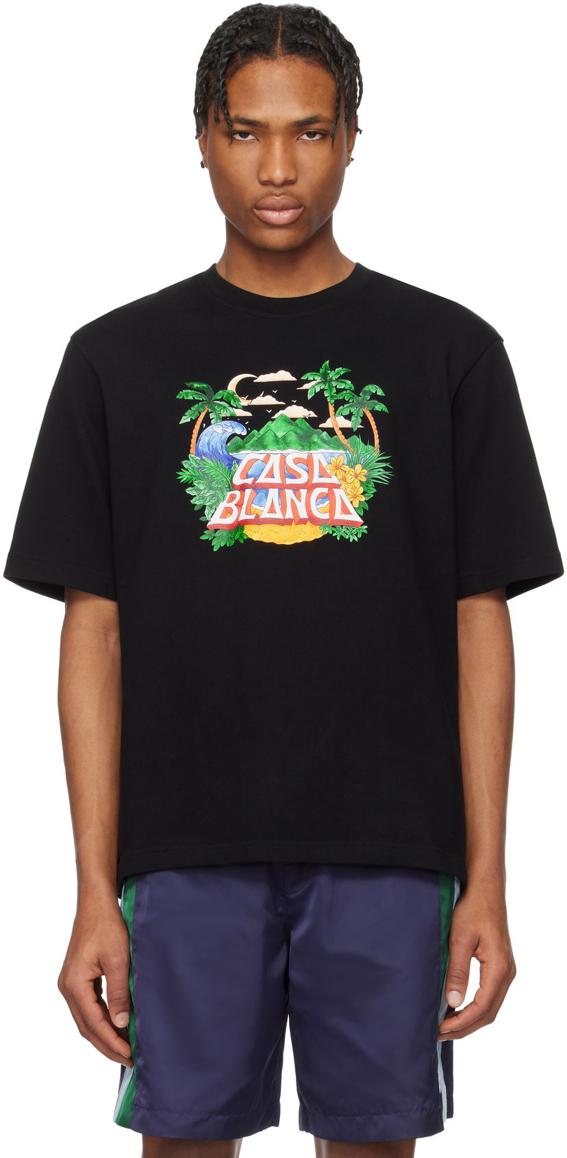 Majica kratkih rukava Casablanca Casablanca 'Casa' Beach Wave Graphic T-Shirt Crna | MS25-JTS-027-04-EX-SSENSE