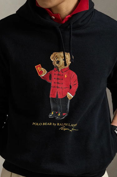 Dukserice Polo by Ralph Lauren Black Hoodie With Bear Print Crna | 710962139, 3