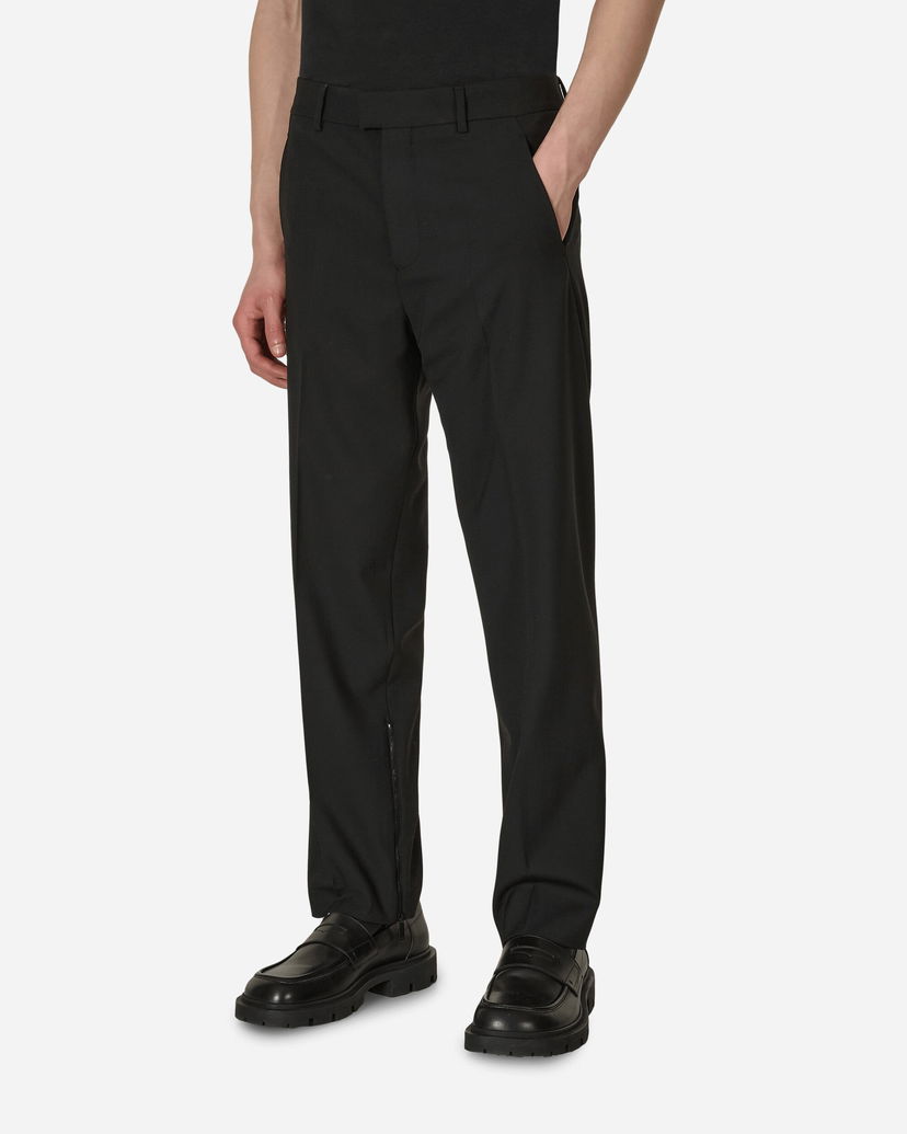 Hlače Off-White Embroidered Wool Slim Zip Trousers Black Crna | OMCA196S23FAB001 1000