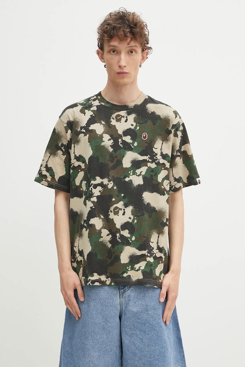 Majica kratkih rukava BAPE A Bathing Ape Map Camo APE Head One Point T-Shirt Zelena | 1L30109001