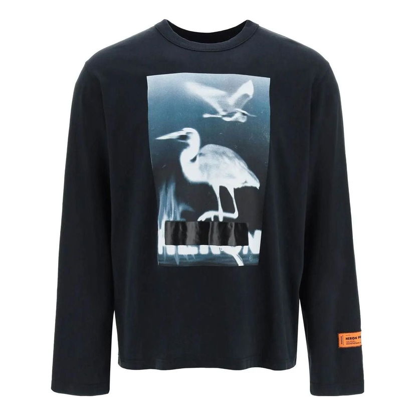 Majica kratkih rukava HERON PRESTON Heron Preston Censored Heron Graphic Long-Sleeve T-Shirt Crna | HMAB026S23JER0011001