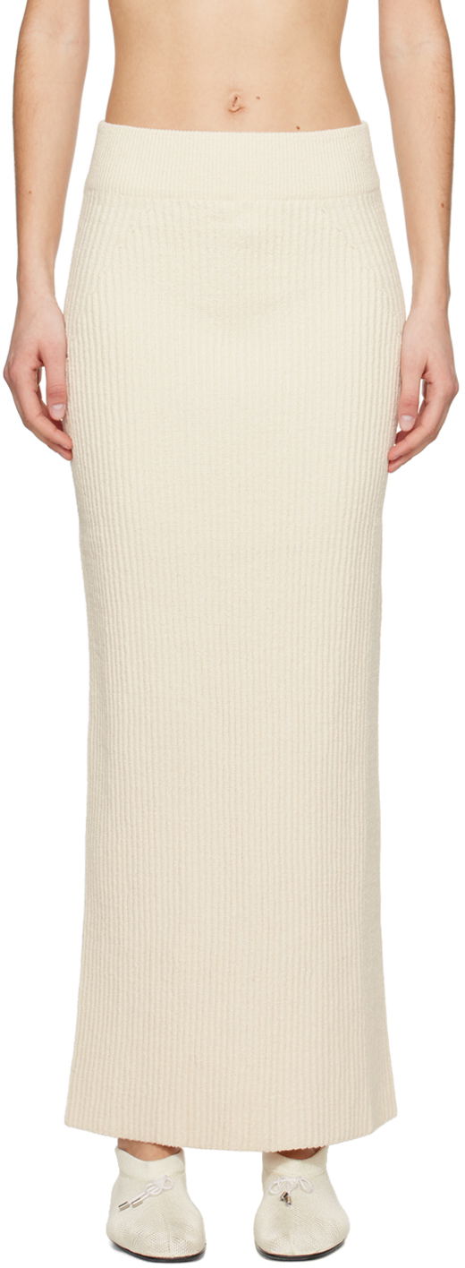 Suknja TOTEME TOTEME Vented Maxi Knit Skirt Bež | 242-WRB2171-YA0042