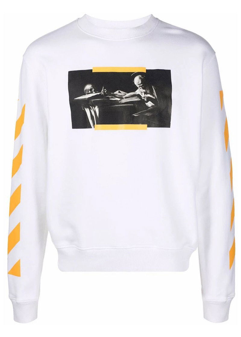 Dukserice Off-White Caravaggio Saint Jerome Writing Print Slim Fit Sweatshirt White Yellow Bijela | OMBA025F21FLE0090184