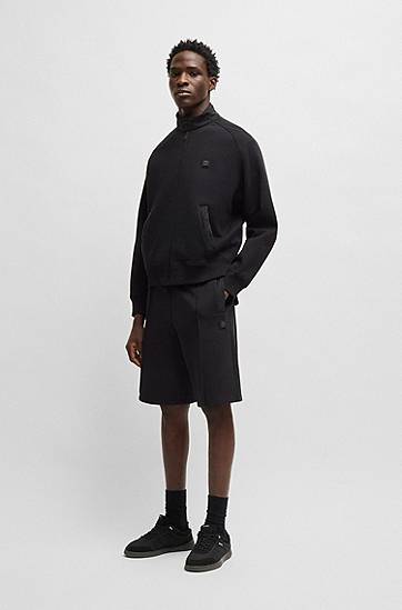 Bomber jakna BOSS Contrast-Trim Cotton-Blend Jacket Crna | 50536336, 1