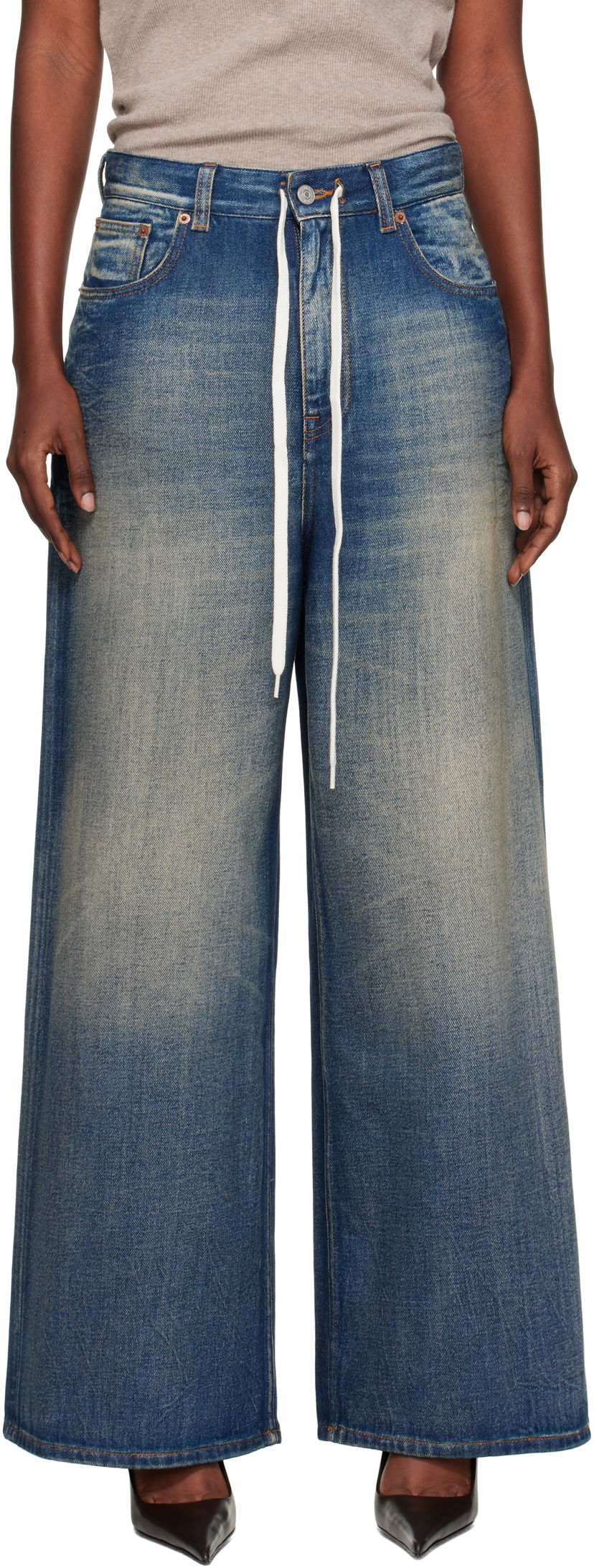 Jeans Maison Margiela MM6 Maison Margiela Wide-Leg Jeans Plava | S52LA0262 M30017
