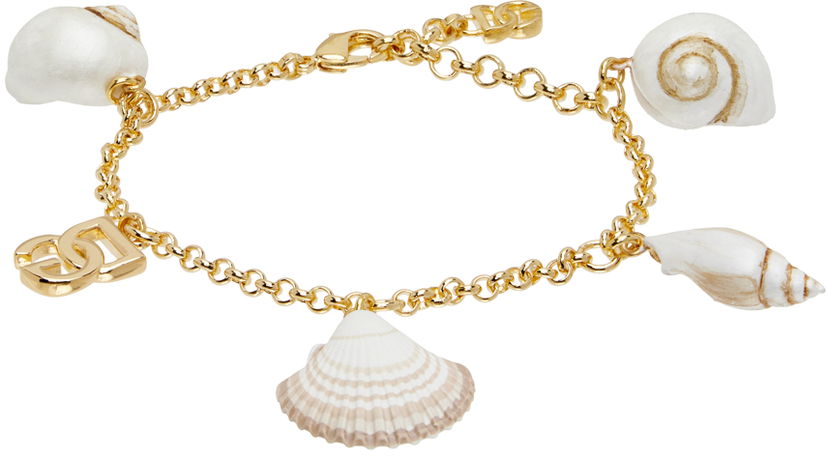 Narukvica Dolce & Gabbana DG Logo & Shell Charm Chain Bracelet Metalik | WBQ6C5W1111