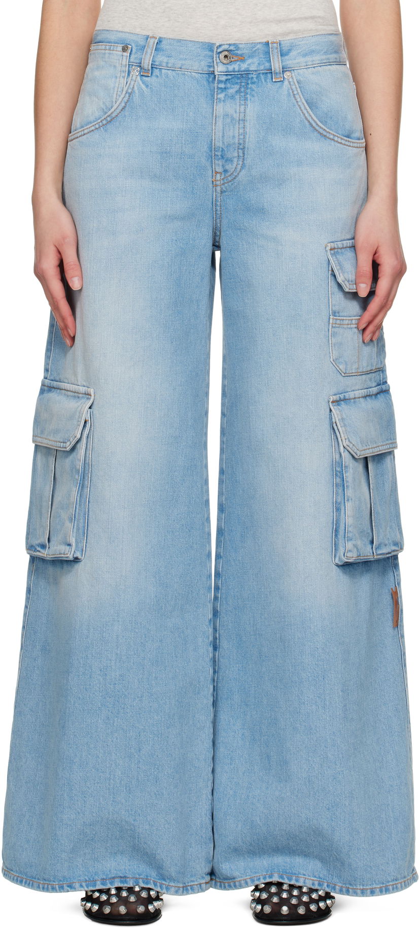 Cargo hlače Off-White Off-White Wide-Leg Cargo Denim Jeans Plava | OWYB019S25DEN0024000