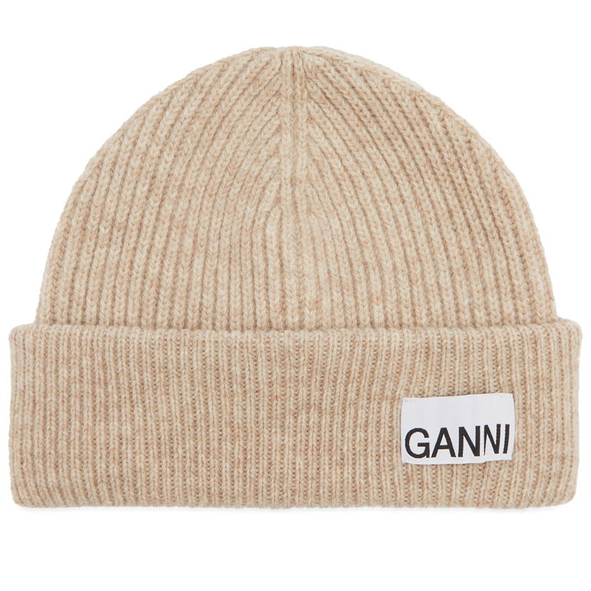 Kapica GANNI Light Structured Rib Knit Beanie Bež | A5369-196