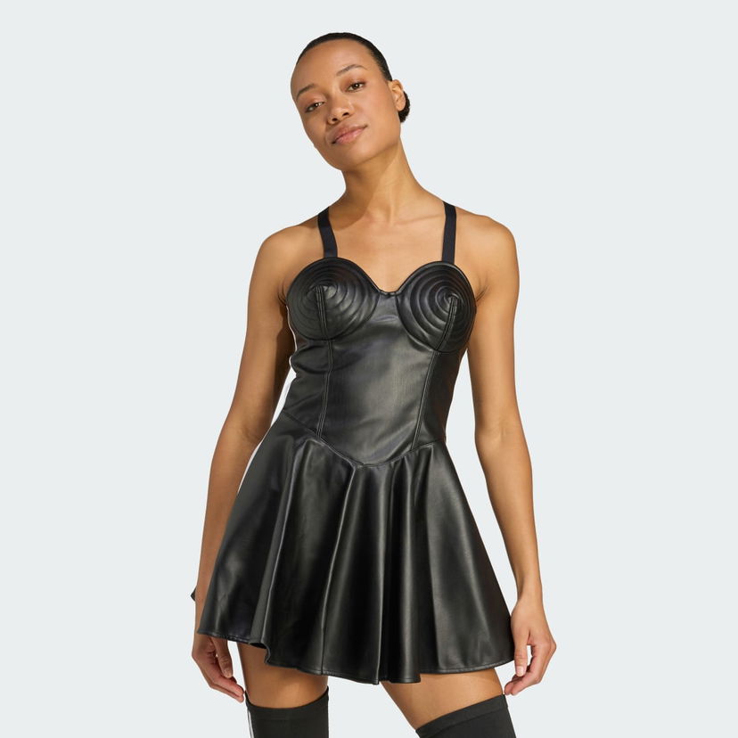 Haljina adidas Performance Jeremy Scott Faux-Leather Dress Crna | JW0833
