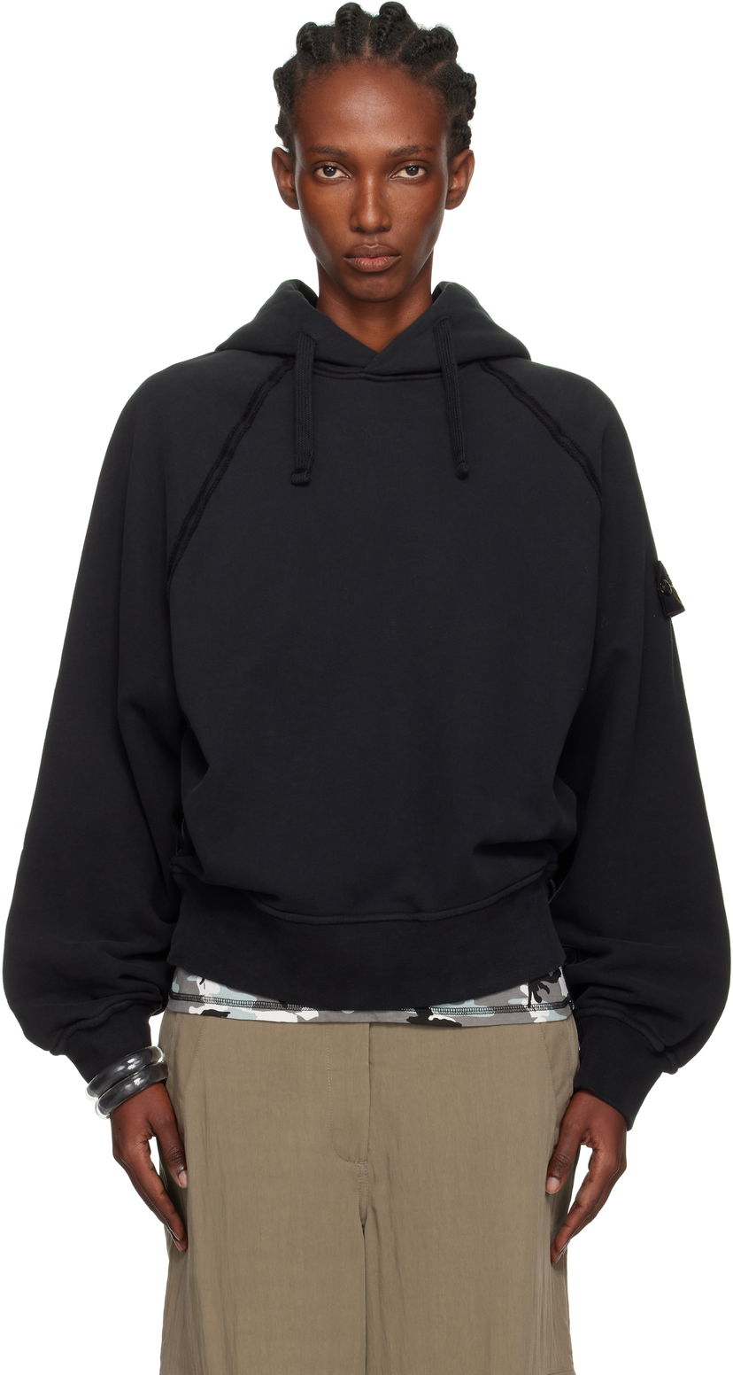 Dukserice Stone Island Brushed Organic Cotton Fleece Hoodie Crna | K2S15 6100023 S0A20