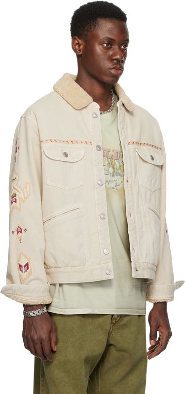 Jakna ISABEL MARANT Isabel Marant Jenson Embroidered Sherpa Denim Jacket Bež | 25PVE0184HA-C1H02H, 1