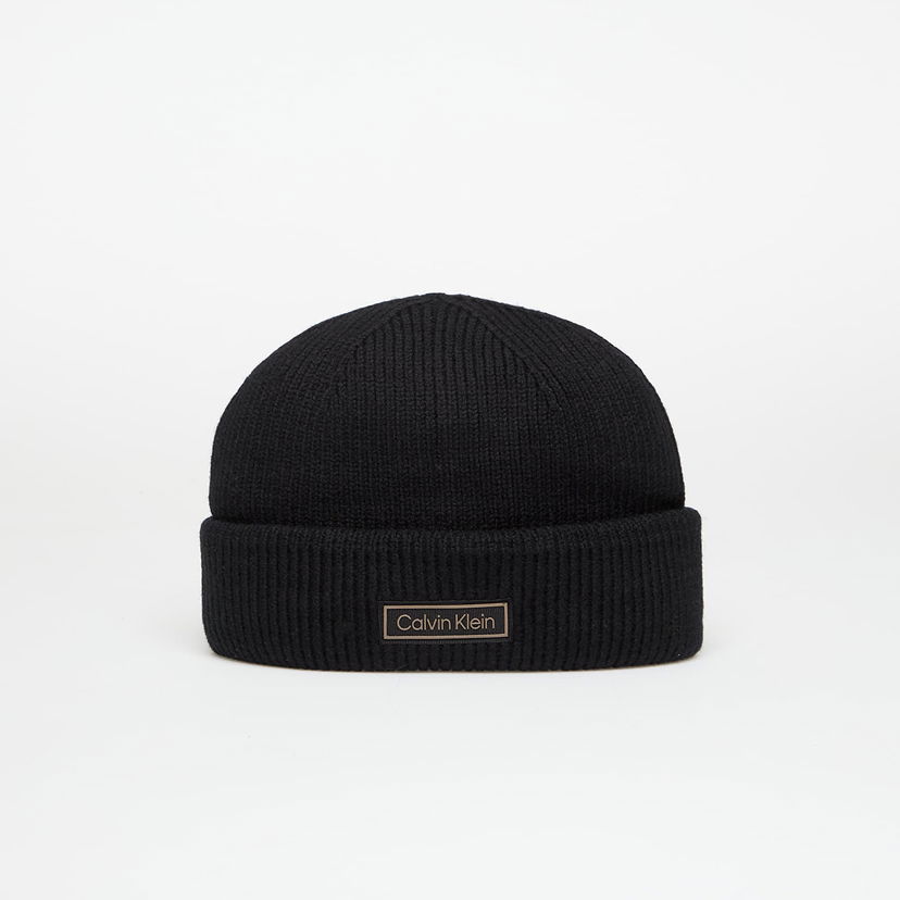 Kapica CALVIN KLEIN Calvin Klein Patch Chunky Rib Beanie Crna | LV04D8058G UB1