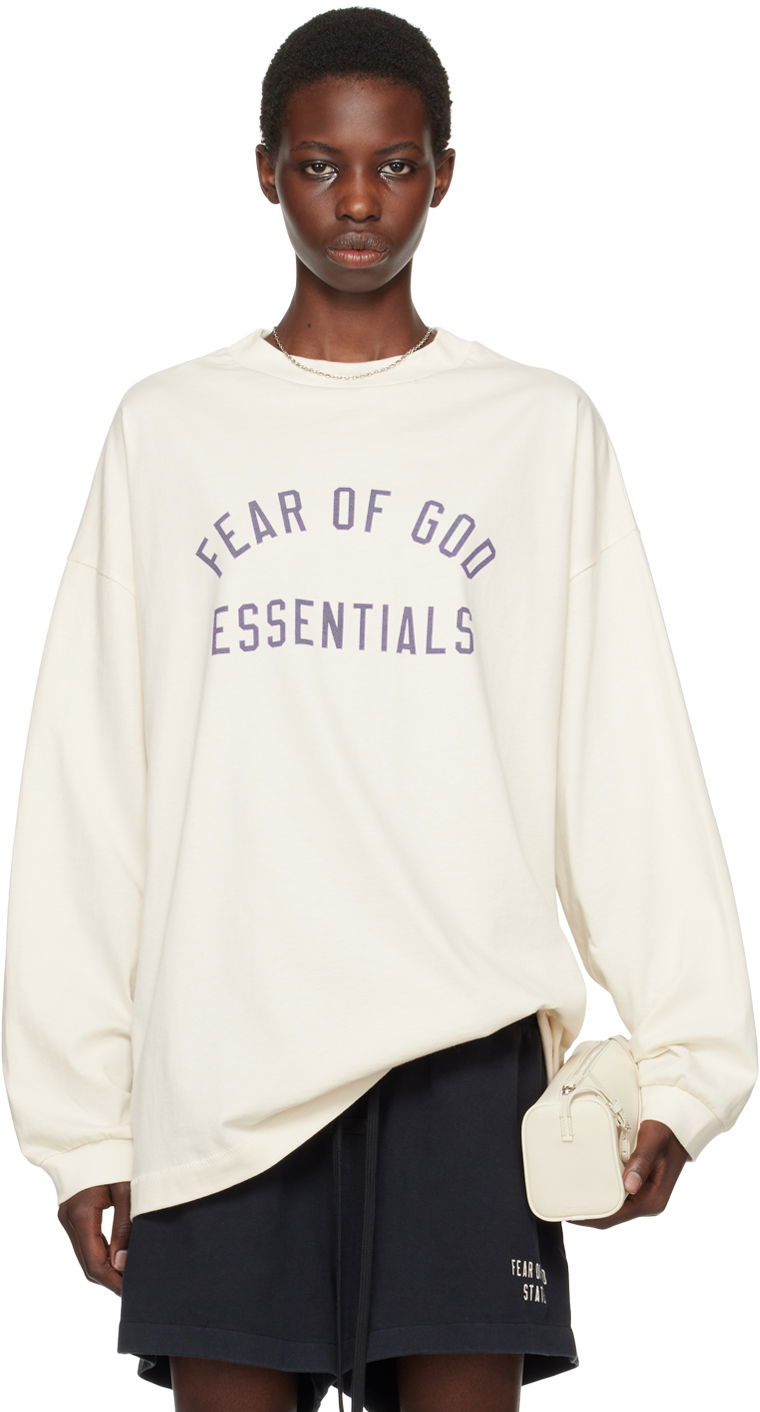 Džemper Fear of God Fear of God Essentials Crewneck Long Sleeve T-Shirt Bijela | 125BT244202F