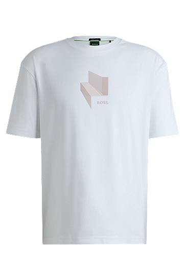 Majica kratkih rukava BOSS BOSS Relaxed-Fit Interlock Cotton T-Shirt with Gloss Artwork Bijela | 50525231