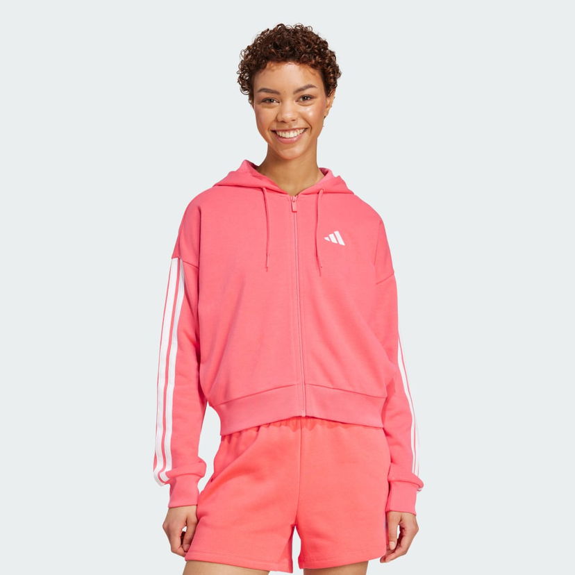 Dukserice adidas Performance Essentials 3-Stripes French Terry Full-Zip Hoodie Ružičasta | KE4388