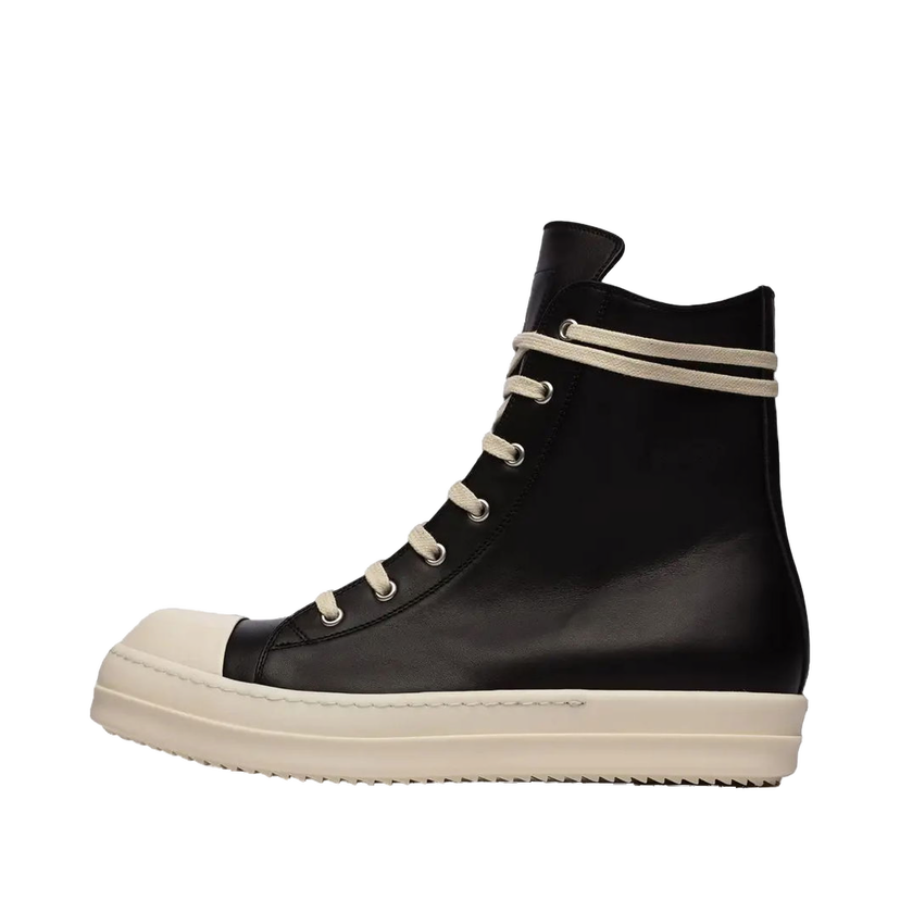 Tenisice i cipele Rick Owens Leather High Top Black Cream Crna | RU01B1890/RU02B2890