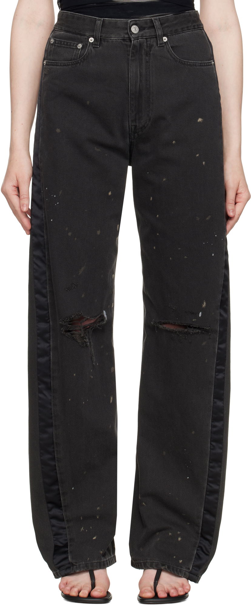 Jeans Maison Margiela MM6 Maison Margiela 5 Pockets Distressed Jeans Crna | S62LB0190 M30011