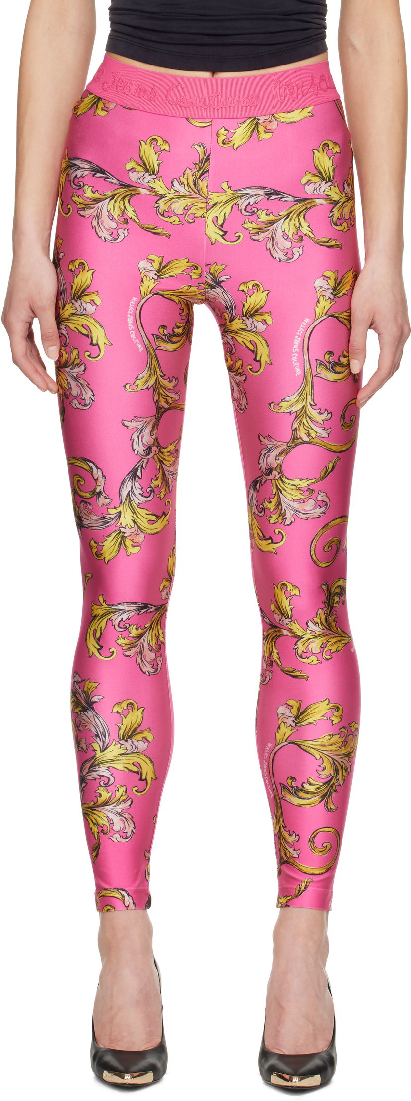 Tajice Versace Versace Jeans Couture Barocco Print Leggings Ružičasta | E78HAC101_EJS470