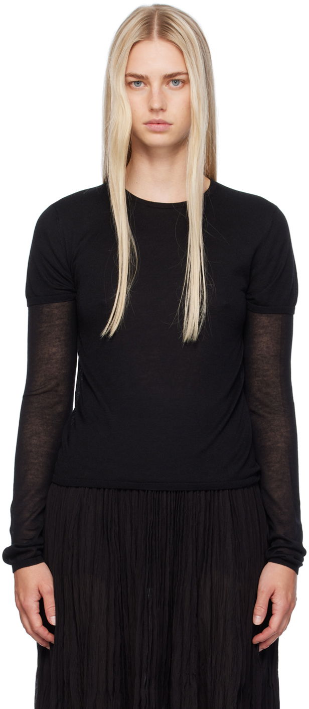 Majica kratkih rukava TOTEME TOTEME Layered Long Sleeve T-Shirt Crna | 243-WRT0348-YA0079