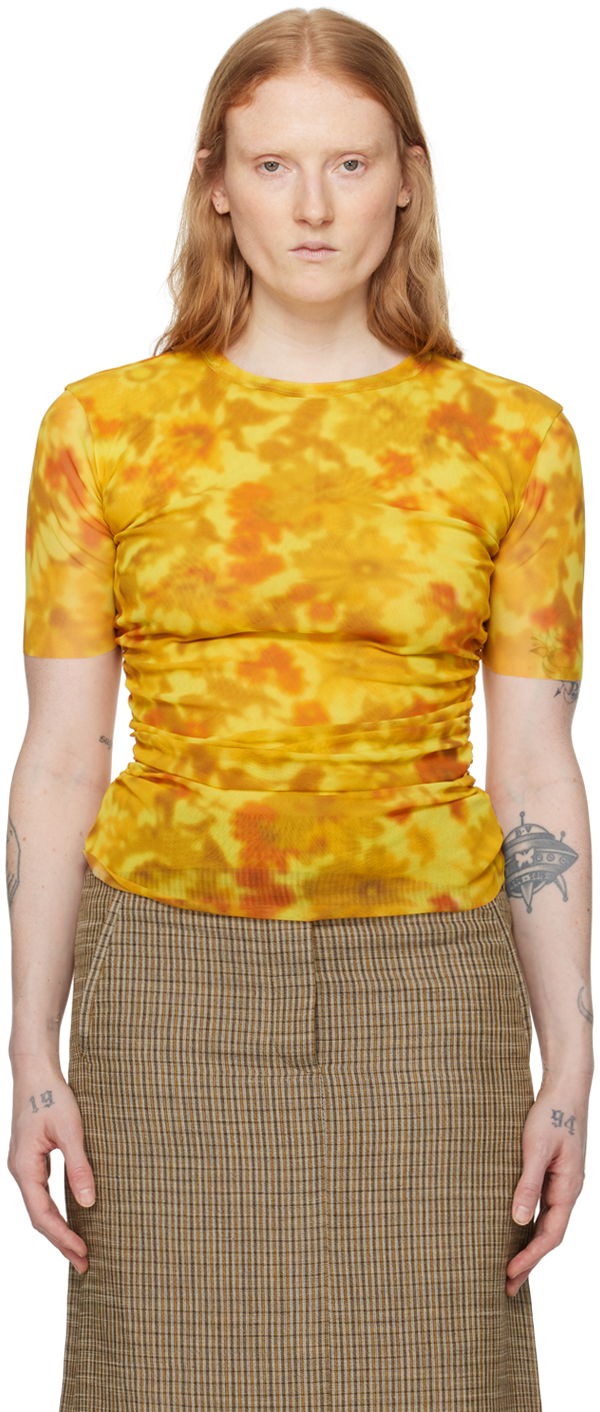 Majica kratkih rukava Acne Studios Ruched T-Shirt Žuta | AL0414-