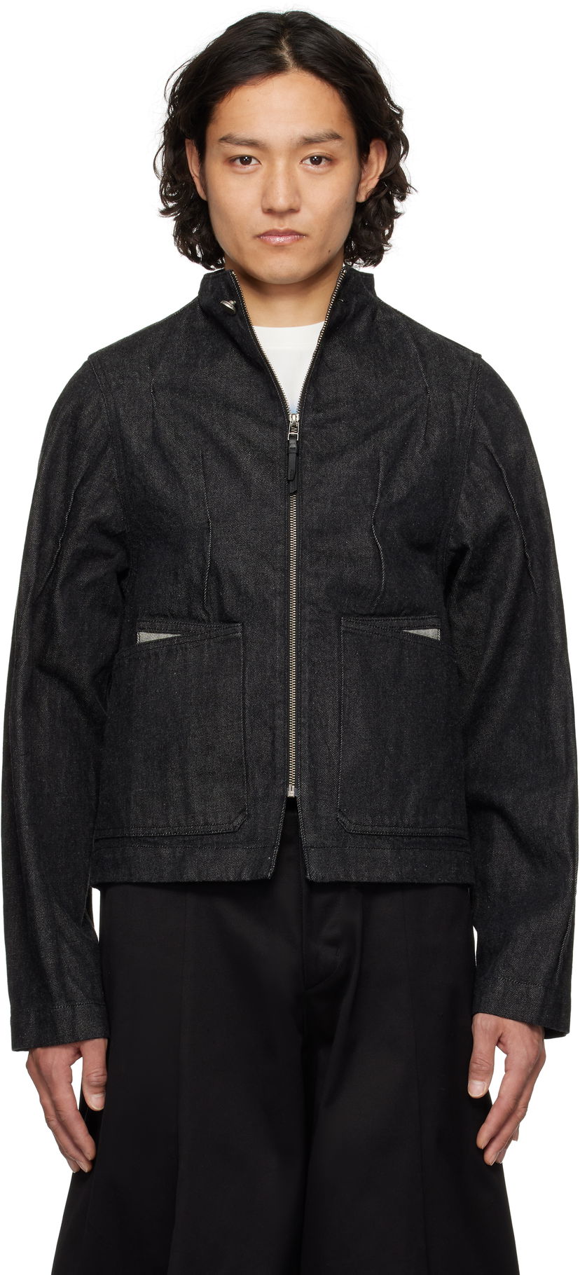 Jakna ADER ERROR ADER error Pintuck Denim Jacket Crna | BO01SSJK0108BK