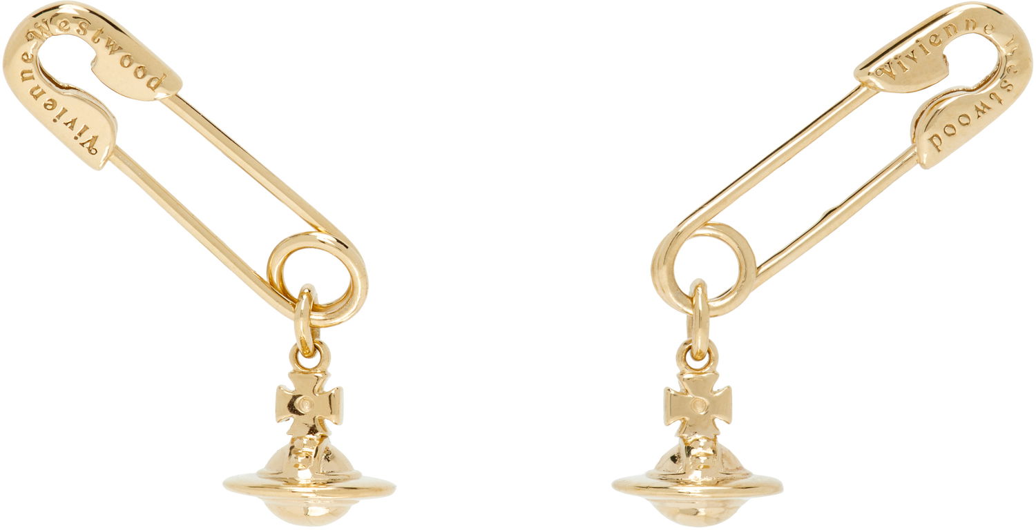 Naušnice Vivienne Westwood Vivienne Westwood Gold-Tone Safety Pin Drop Earrings Metalik | 6201035Y-01R001-, 0