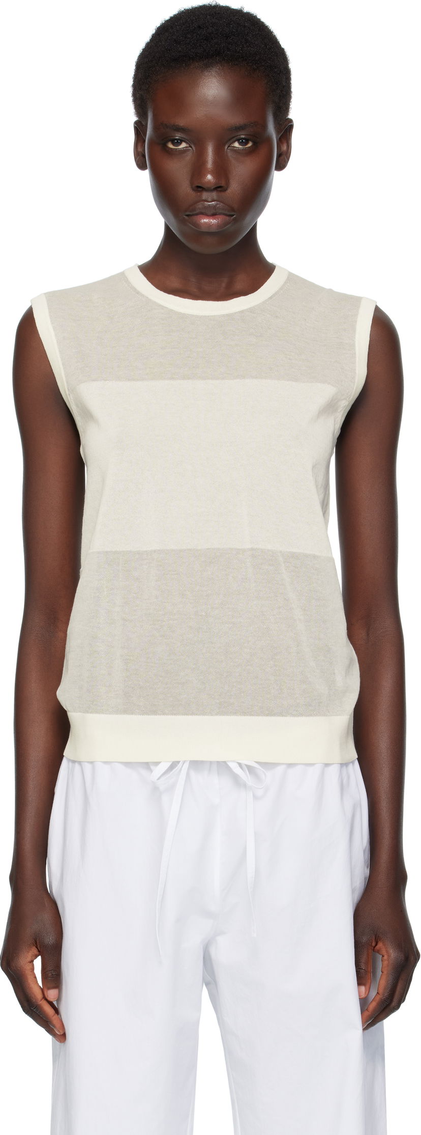 Majica bez rukava Loulou de Saison Loulou de Saison Anita Sleeveless Striped Top Bijela | ANITA