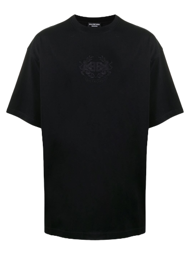 Majica kratkih rukava Balenciaga Lion's Laurel Logo T-shirt Crna | 641675TKV711069