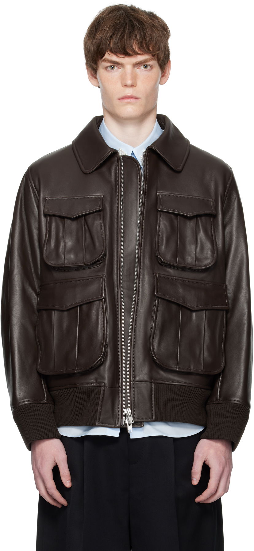 Bomber jakna Simone Rocha Simone Rocha Oversized Multi-Pocket Aviator Jacket Smeđa | 6130 0456