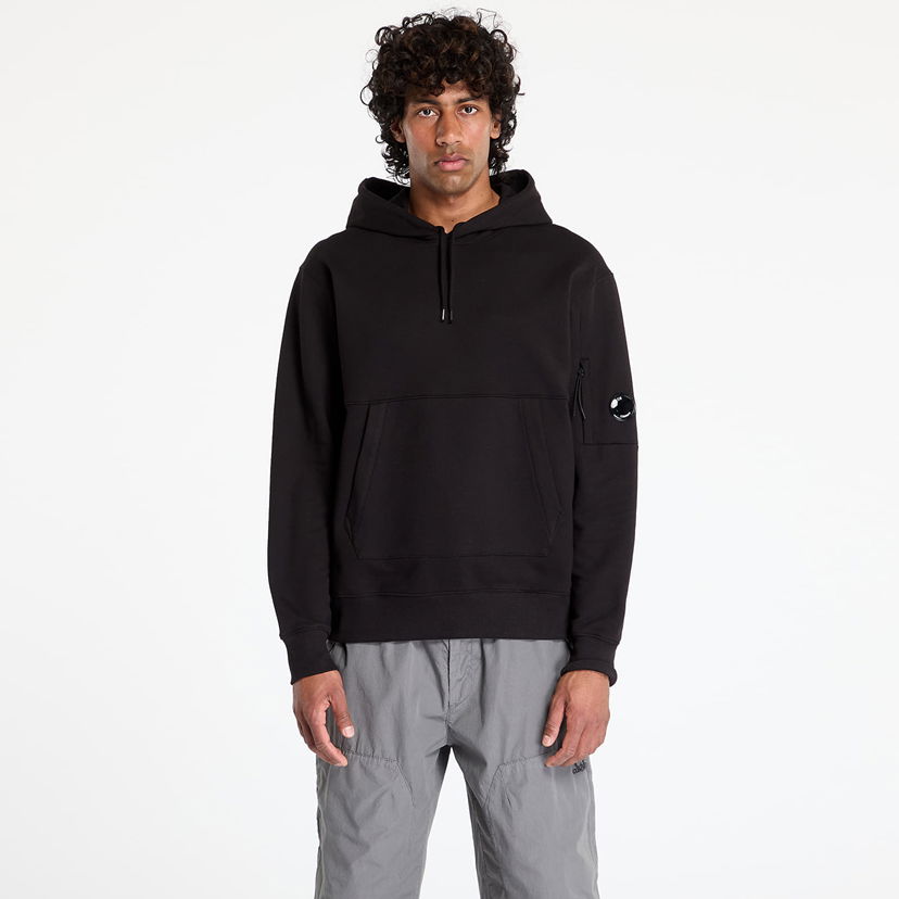 Dukserice C.P. Company C.P. Company Diagonally Raised Fleece Hooded Sweatshirt Crna | 18CMSS024A005086W-999