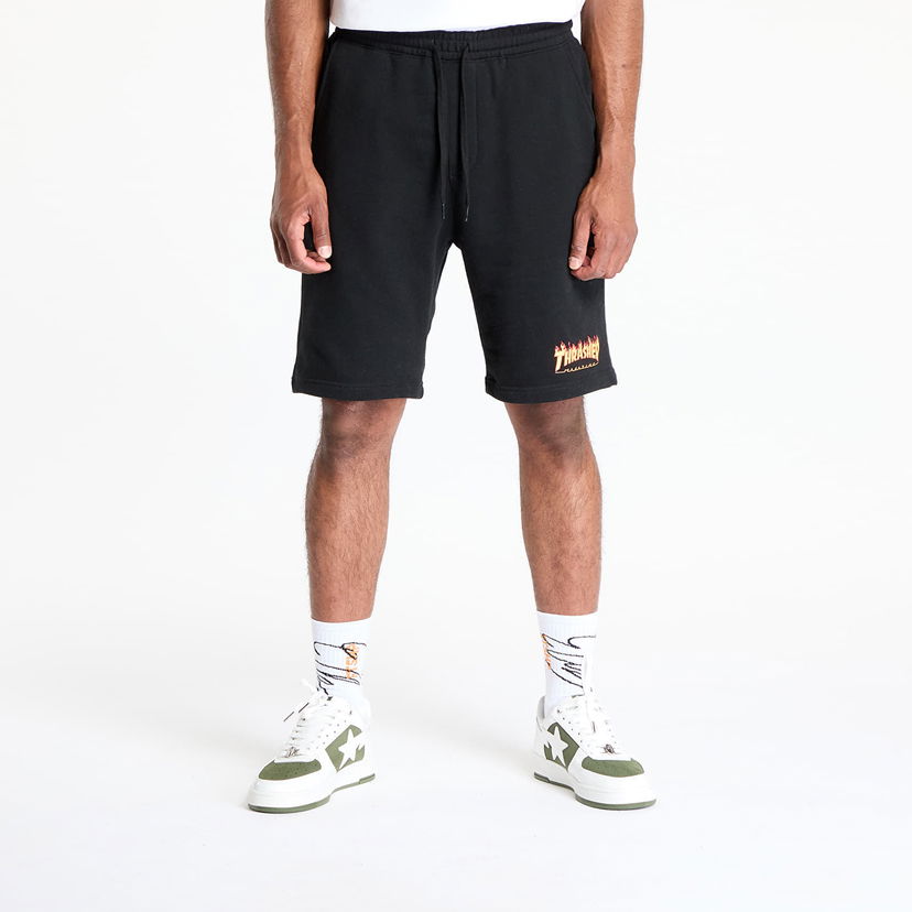 Kratke hlače Thrasher Thrasher Flame P.E. Shorts Crna | 145572