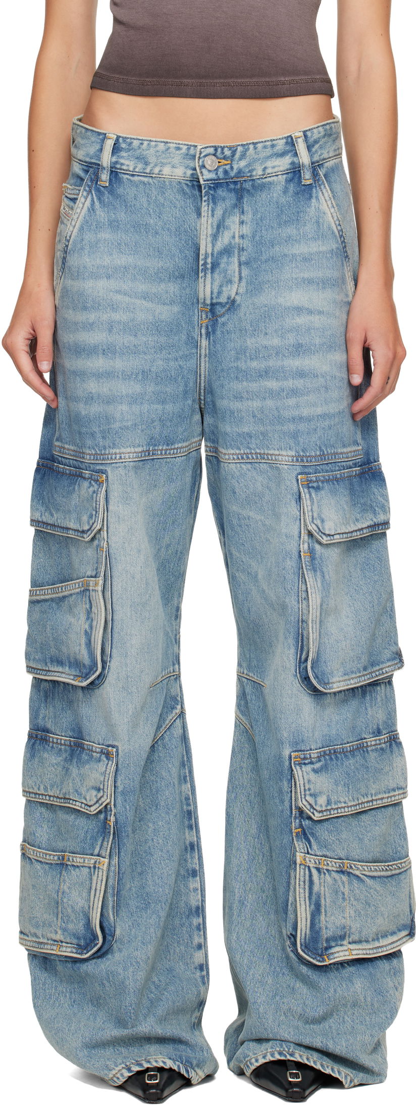 Cargo hlače Diesel Relaxed 1996 D-Sire Denim Cargo Pants Plava | A13316 0DBCX
