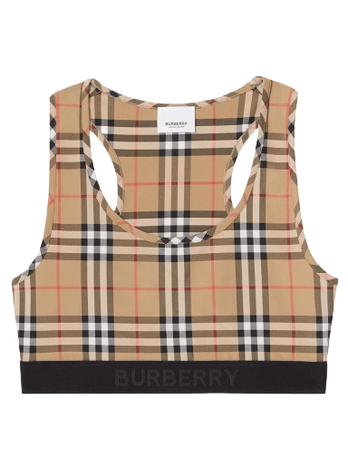 Crop top Burberry Logo Detail Vintage Check Bra Top Bež | 8049477